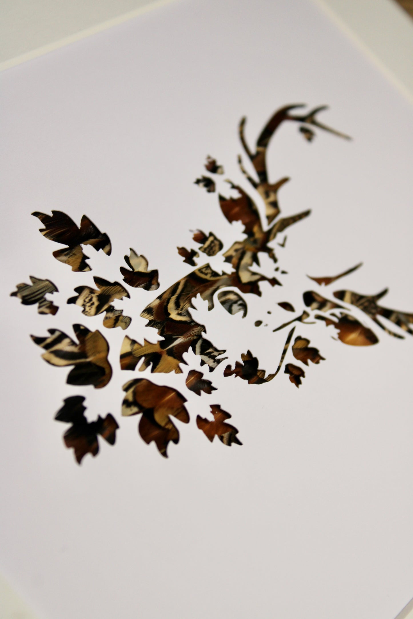 “Autumn stag” Backed With Pheasant Feathers