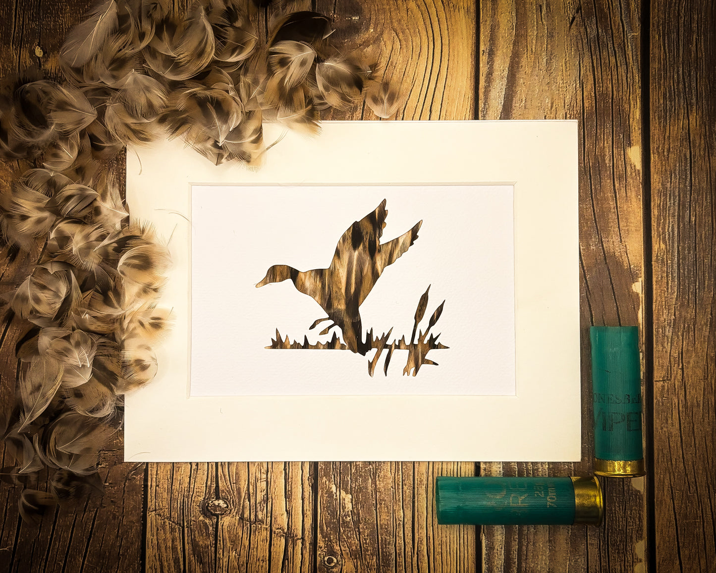 "Landing Duck" Backed With Duck Feathers