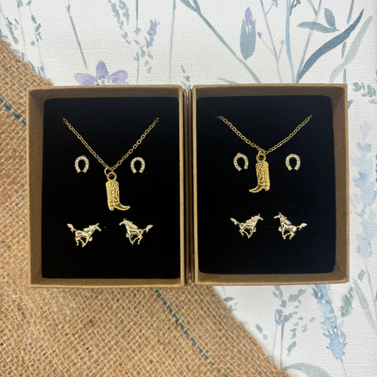 Cowboy Boot Necklace Gift Set