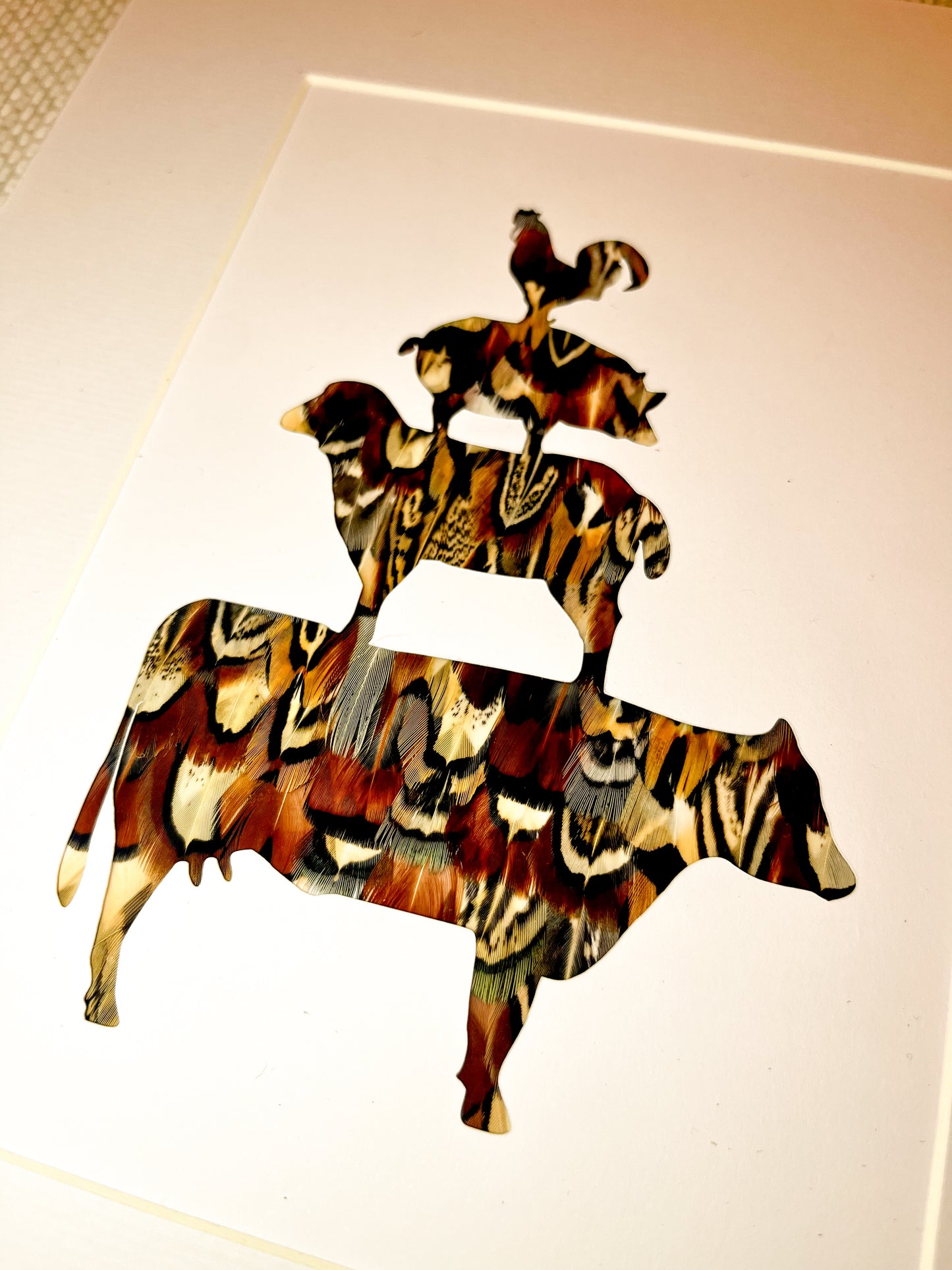 "Farmyard Stack" Backed With Pheasant Feathers