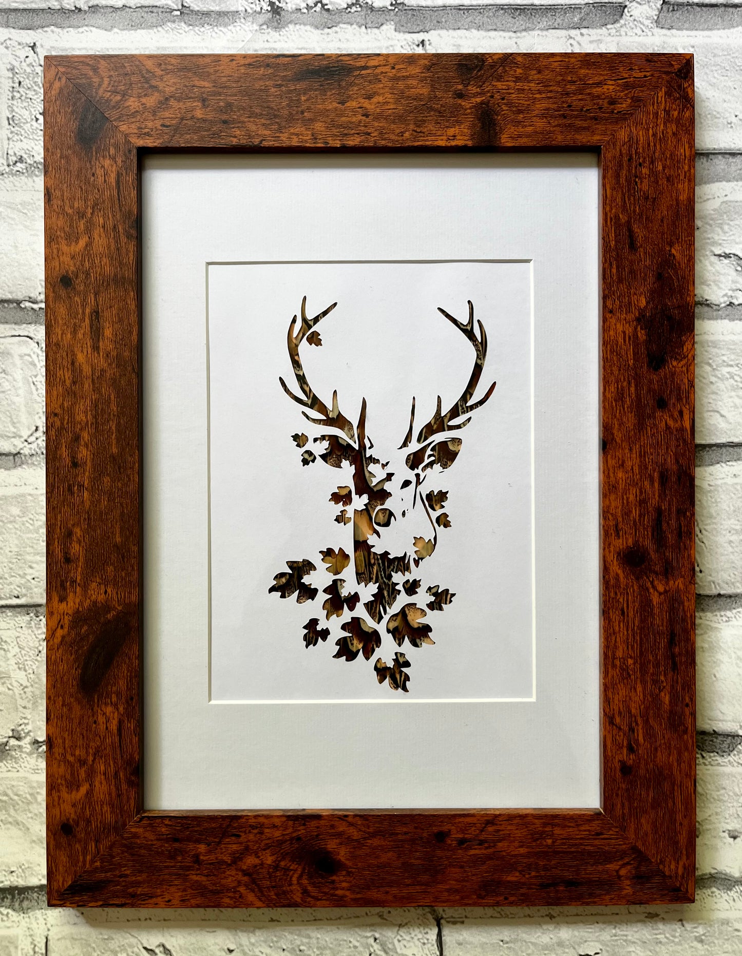 “Autumn stag” Backed With Pheasant Feathers