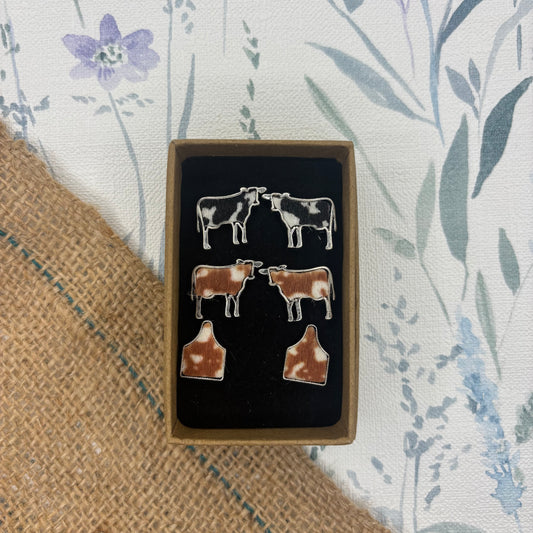 Faux Cowhide Earring Gift Set