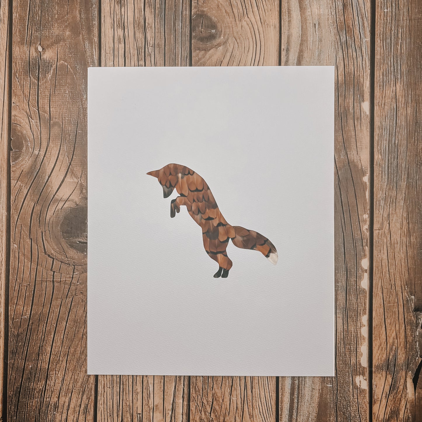 “The Jumping Fox" Backed With Cock Pheasant Feathers