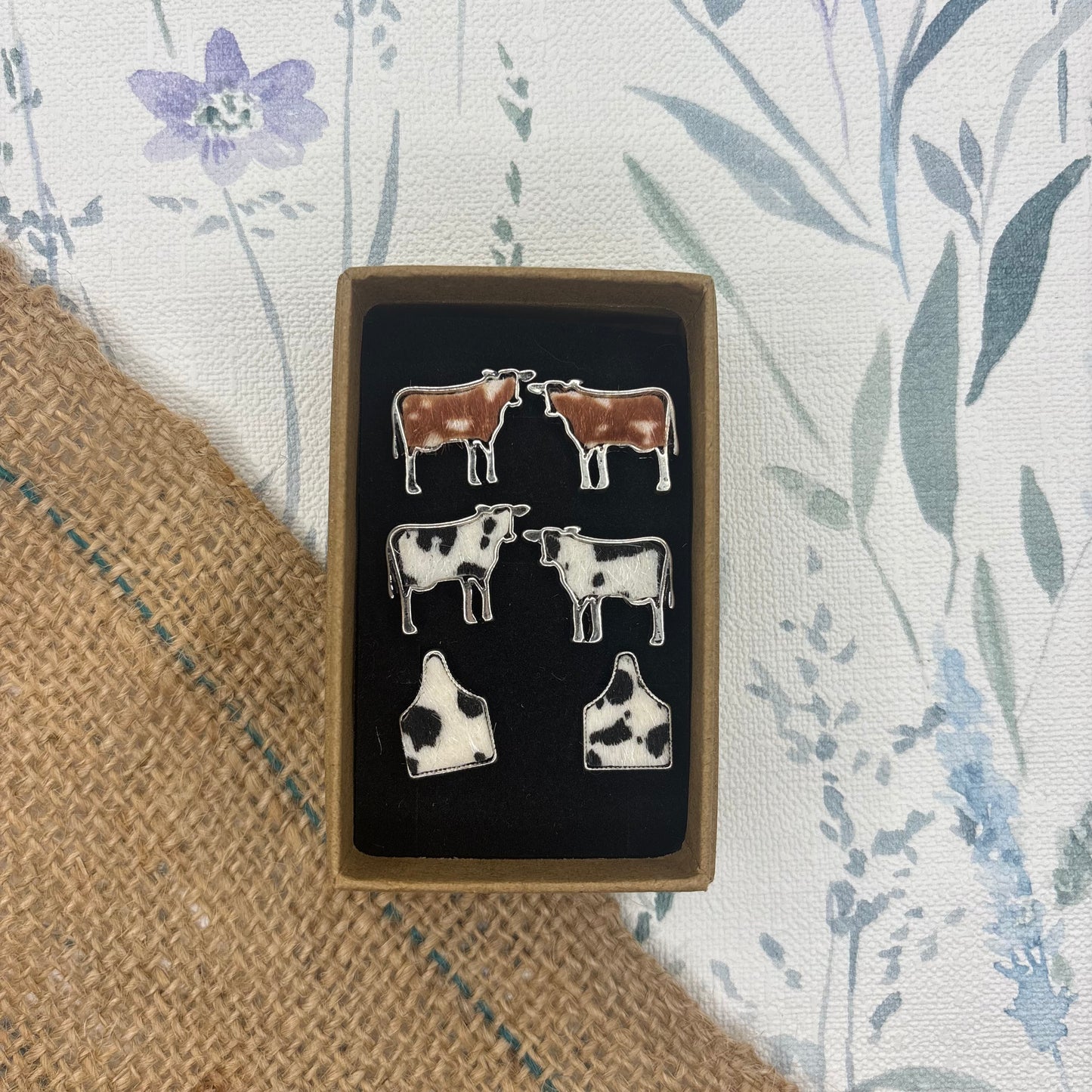 Faux Cowhide Earring Gift Set
