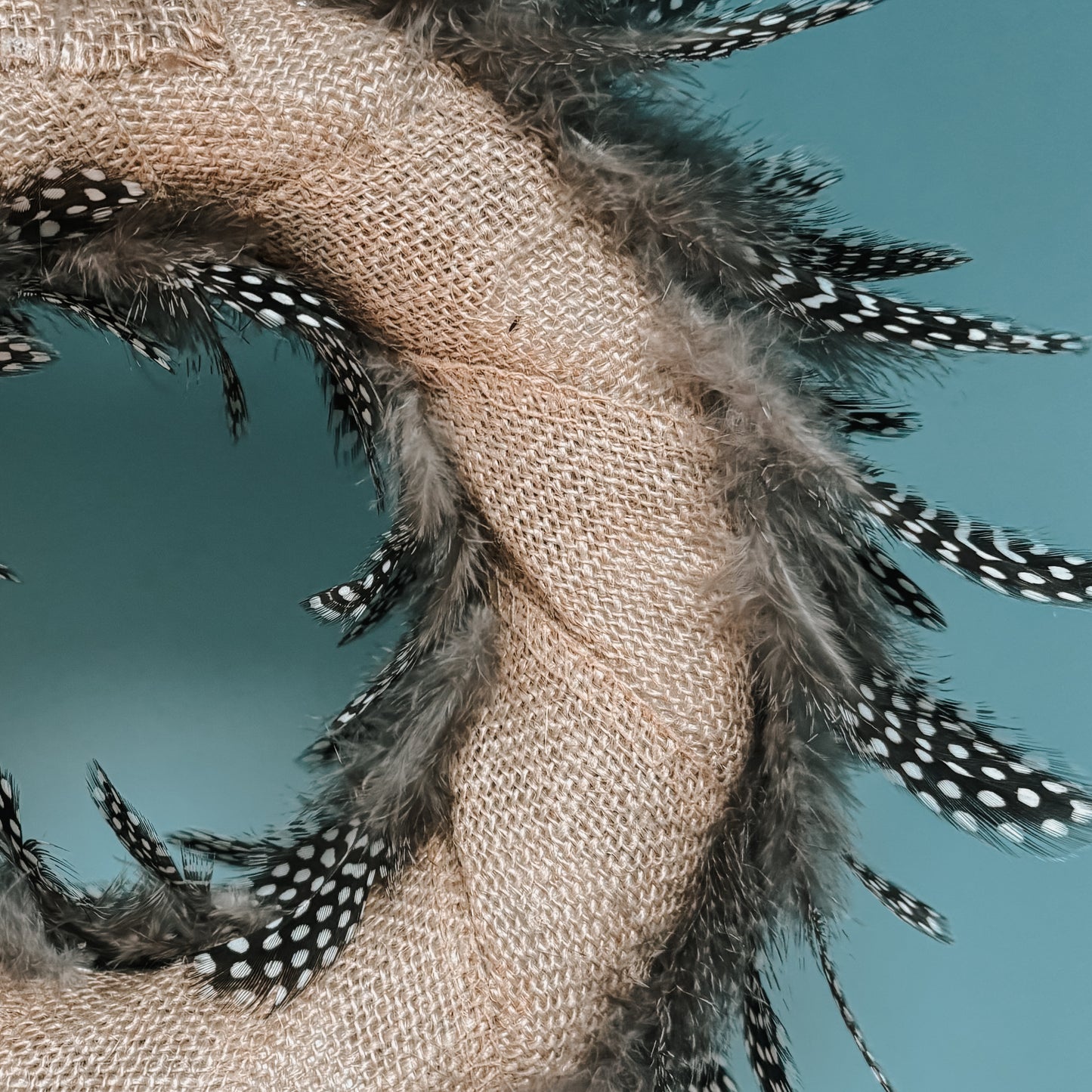 Guinea Fowl Pheasant Feather Wreath