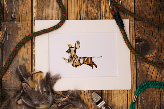 "The Playful Dachshund" Backed With Pheasant Feather