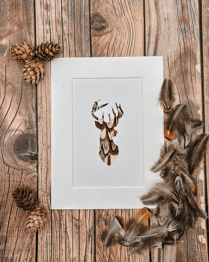 “The Stag" Backed With Pheasant Feathers
