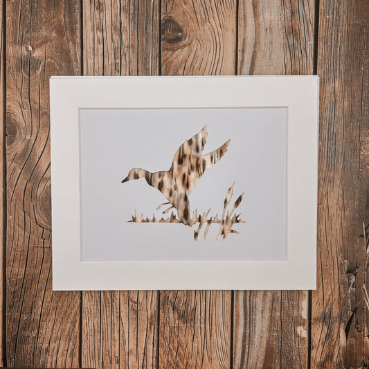 "Landing Duck" Backed With Duck Feathers