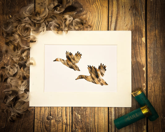 "Pair of Ducks" Backed With Duck Feathers