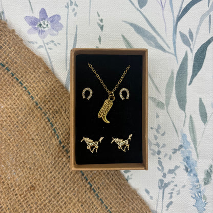 Cowboy Boot Necklace Gift Set