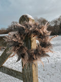 Hen Pheasant & Guinea Fowl Feather Wreath