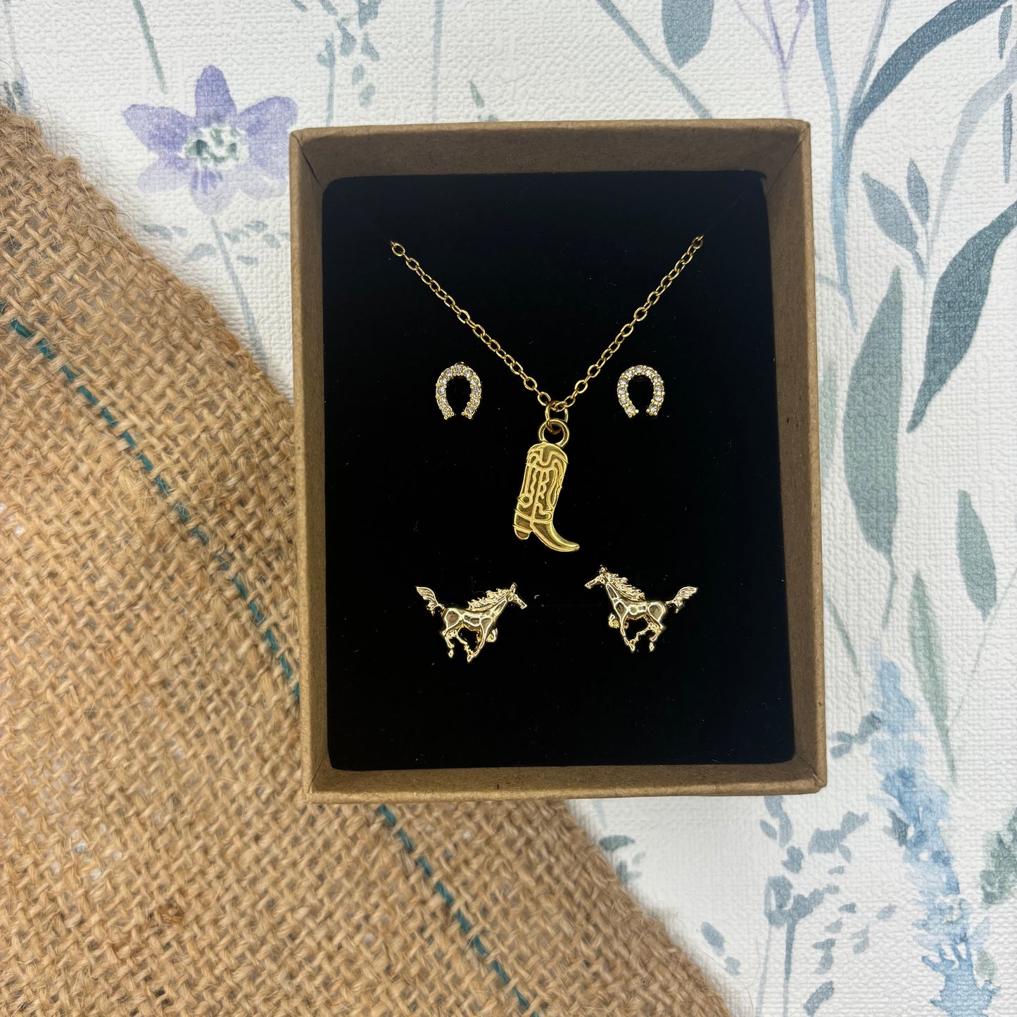 Cowboy Boot Necklace Gift Set