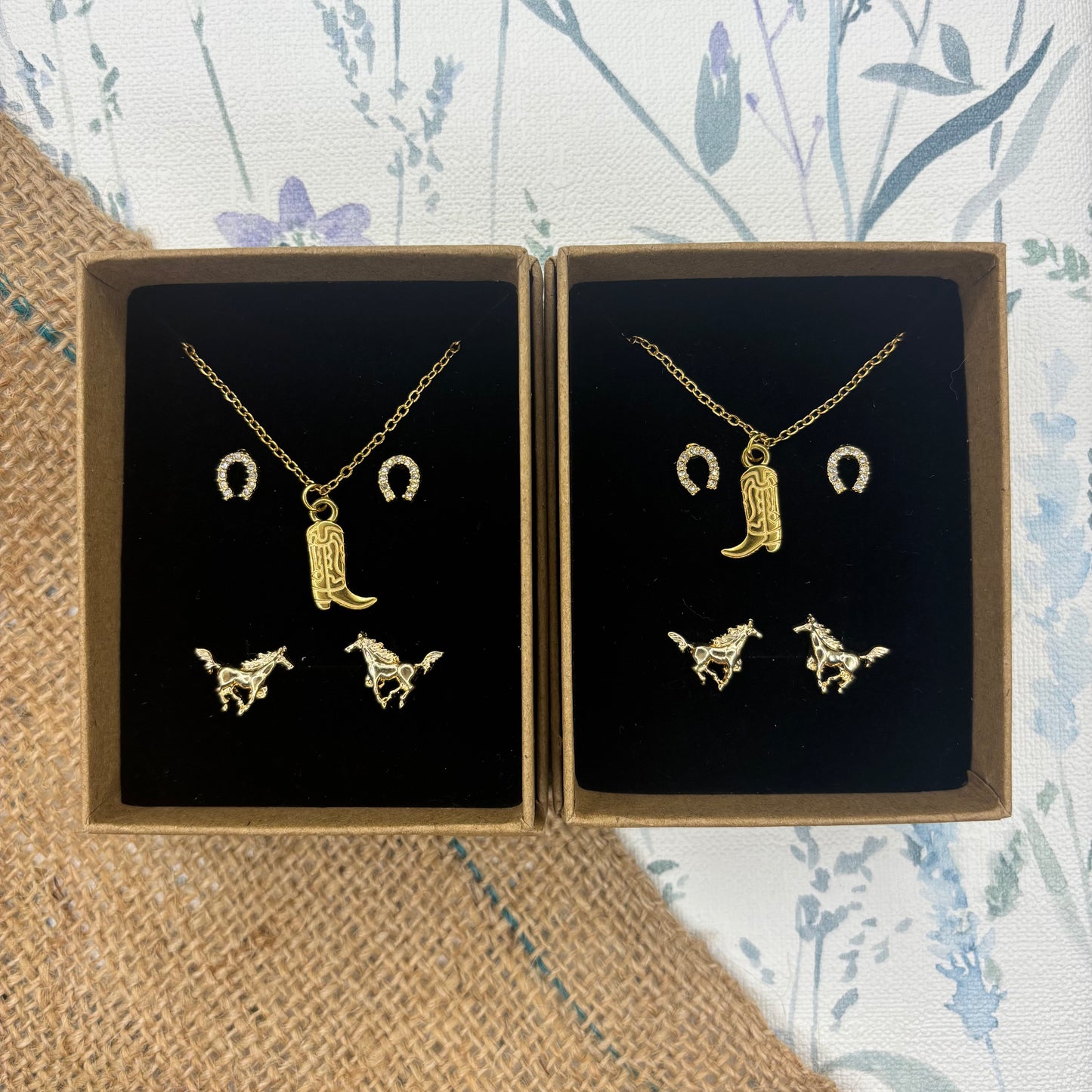 Cowboy Boot Necklace Gift Set