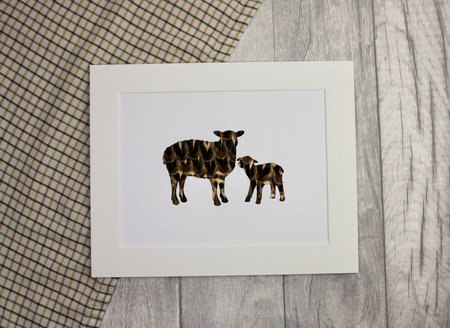 "Little Lamb" Backed With Pheasant Feathers