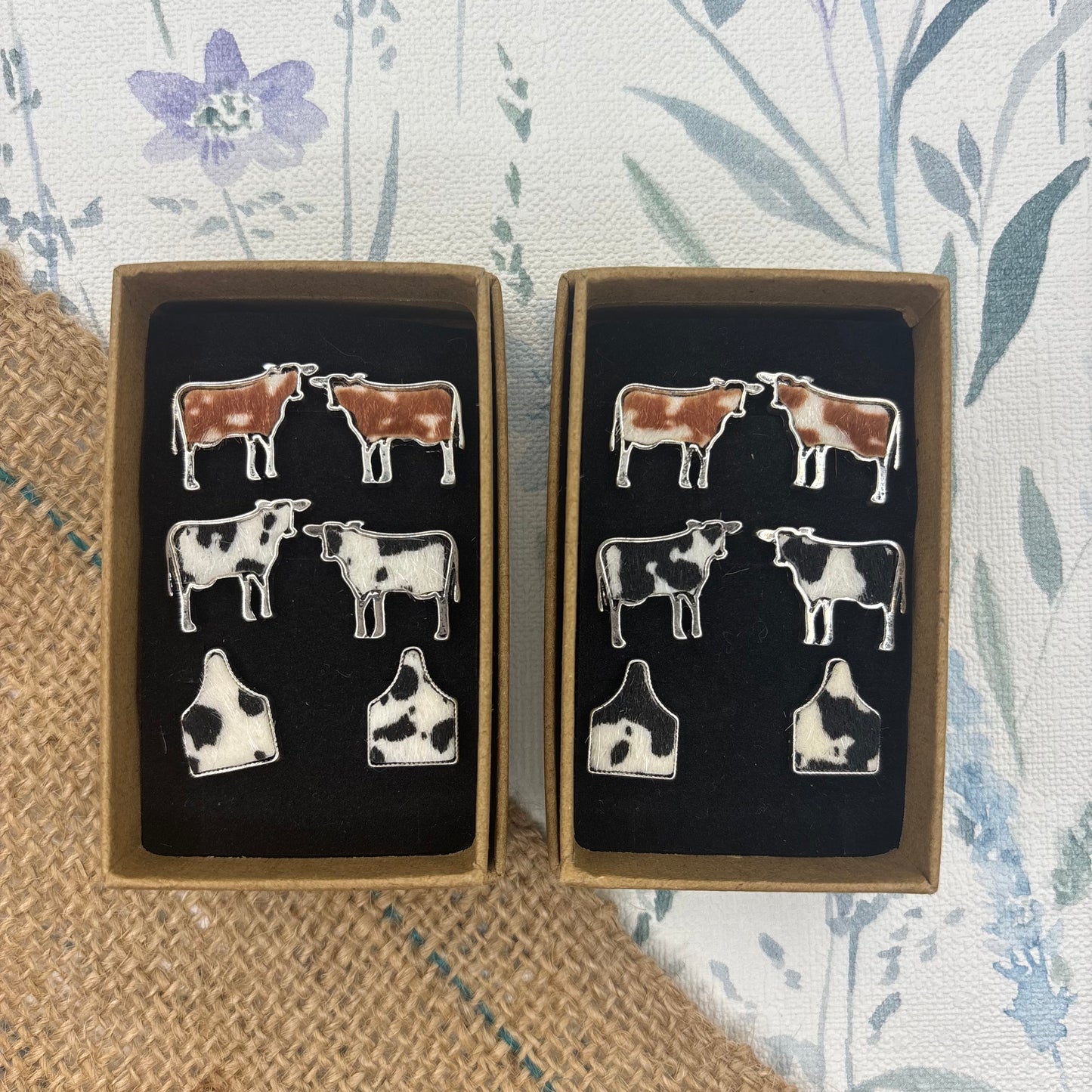 Faux Cowhide Earring Gift Set