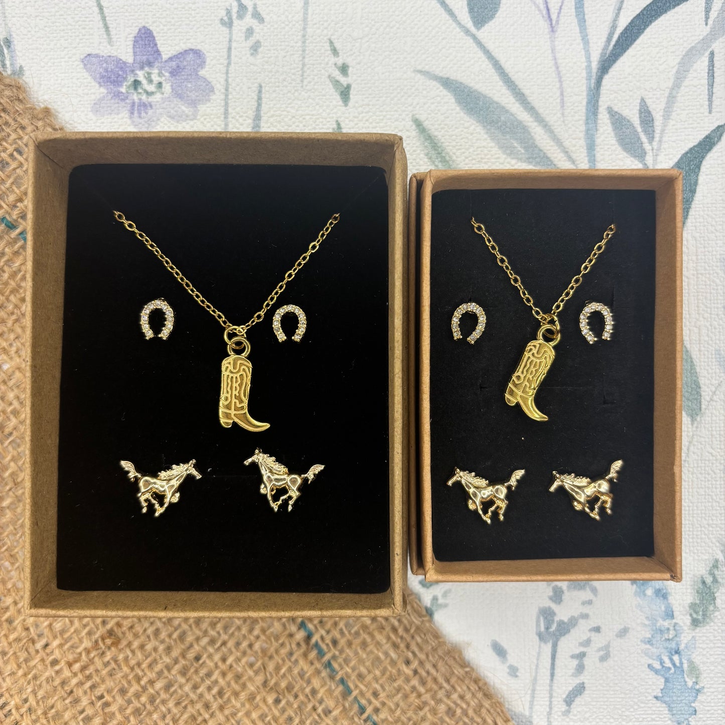 Cowboy Boot Necklace Gift Set