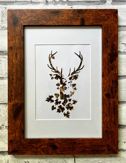 “Autumn stag” Backed With Pheasant Feathers