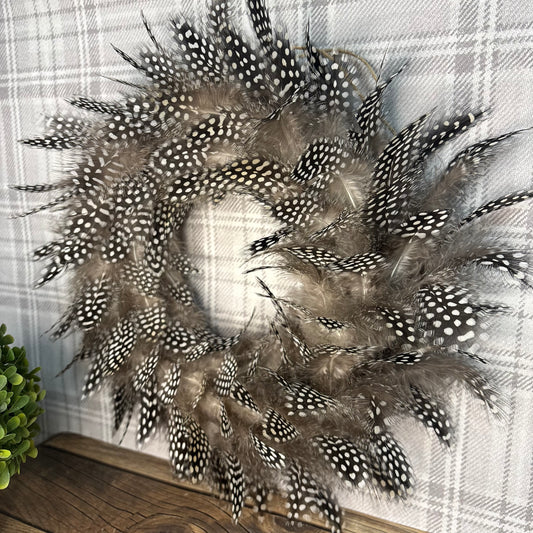 Guinea Fowl Pheasant Feather Wreath