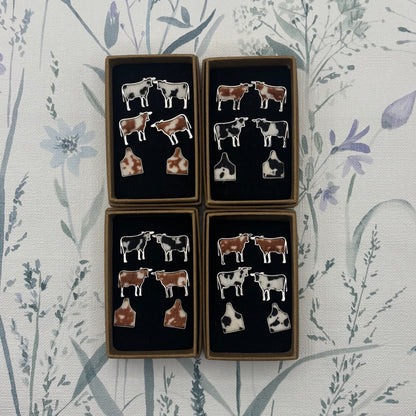 Faux Cowhide Earring Gift Set