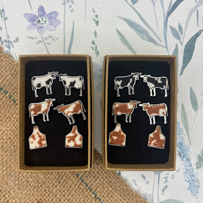 Faux Cowhide Earring Gift Set