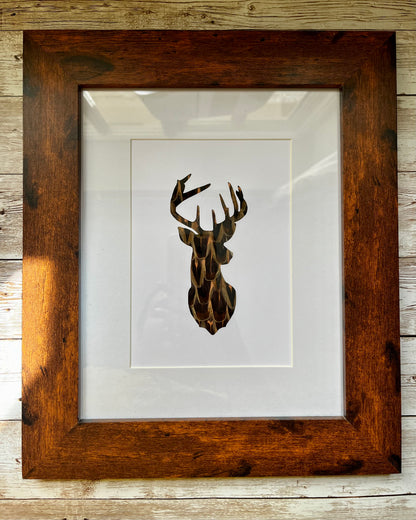 “The Stag" Backed With Pheasant Feathers