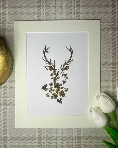“Autumn stag” Backed With Pheasant Feathers