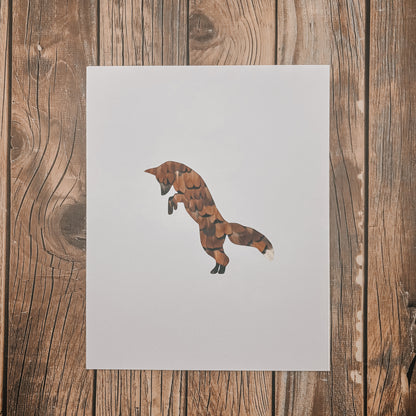 “The Jumping Fox" Backed With Cock Pheasant Feathers