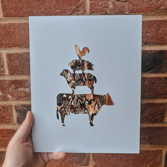 "Farmyard Stack" Backed With Pheasant Feathers