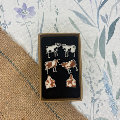 Faux Cowhide Earring Gift Set