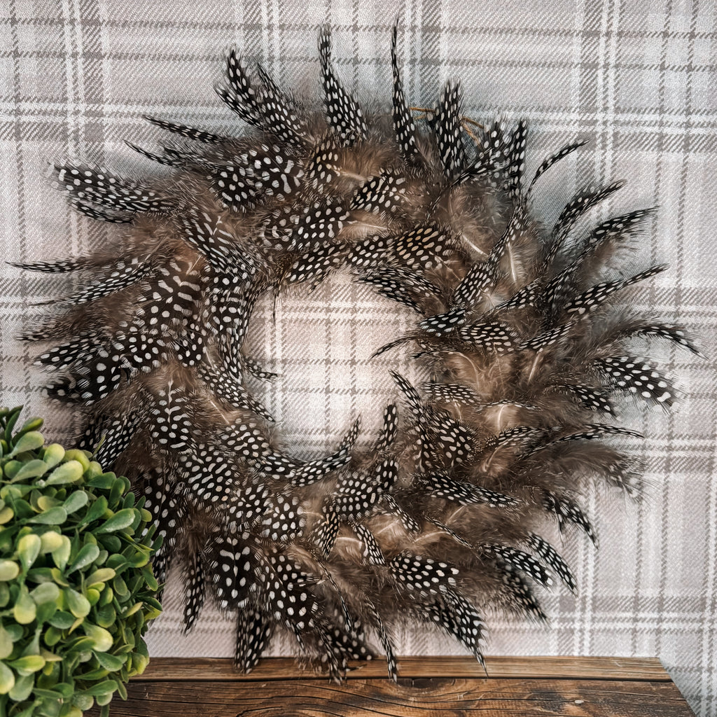 Guinea Fowl Feather Wreath