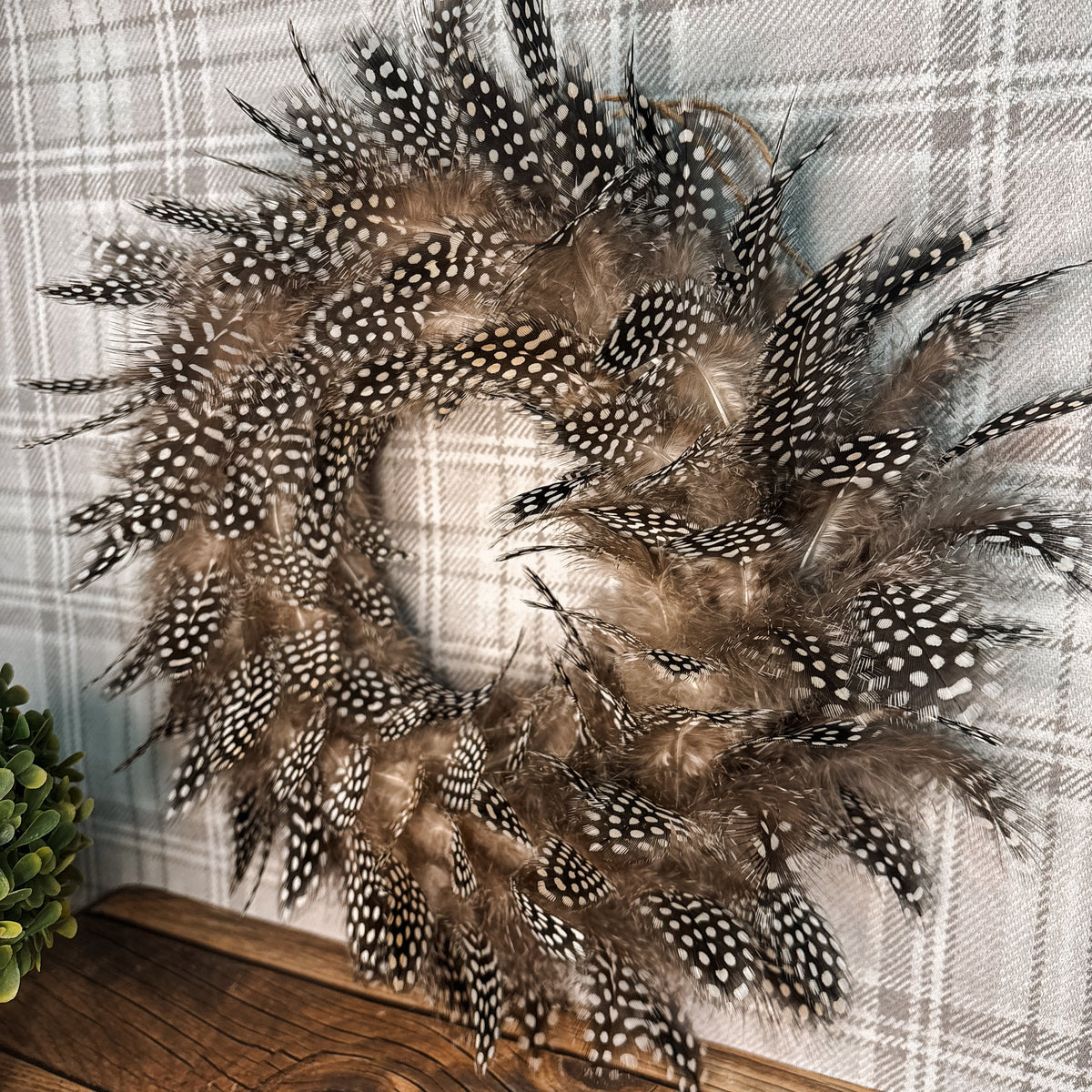 Guinea Fowl Feather Wreath