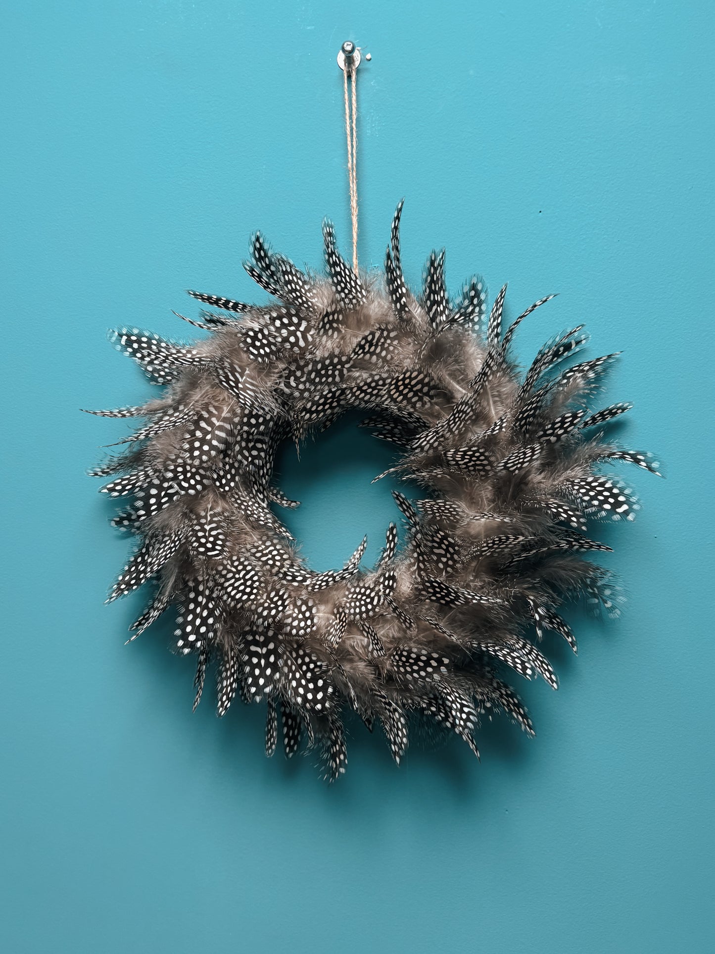 Guinea Fowl Pheasant Feather Wreath
