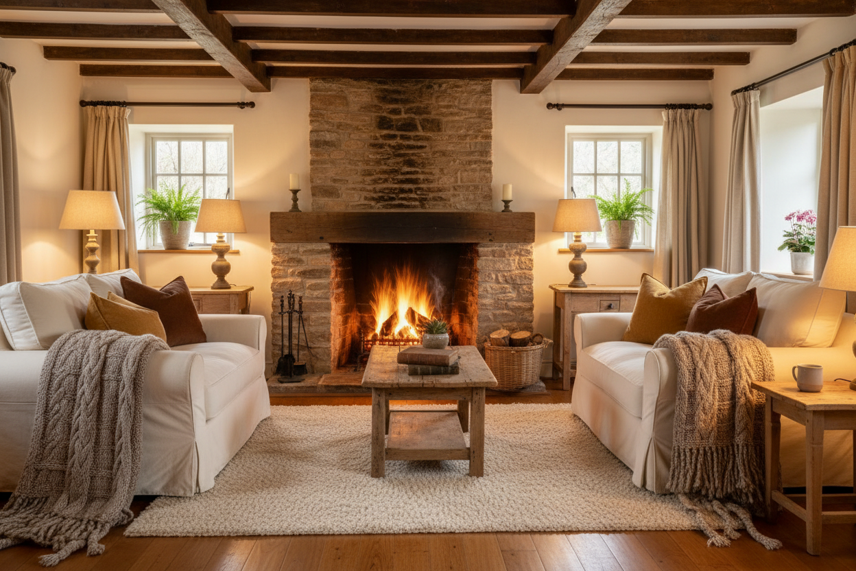 can you create a walm cosy cottage liveing room 