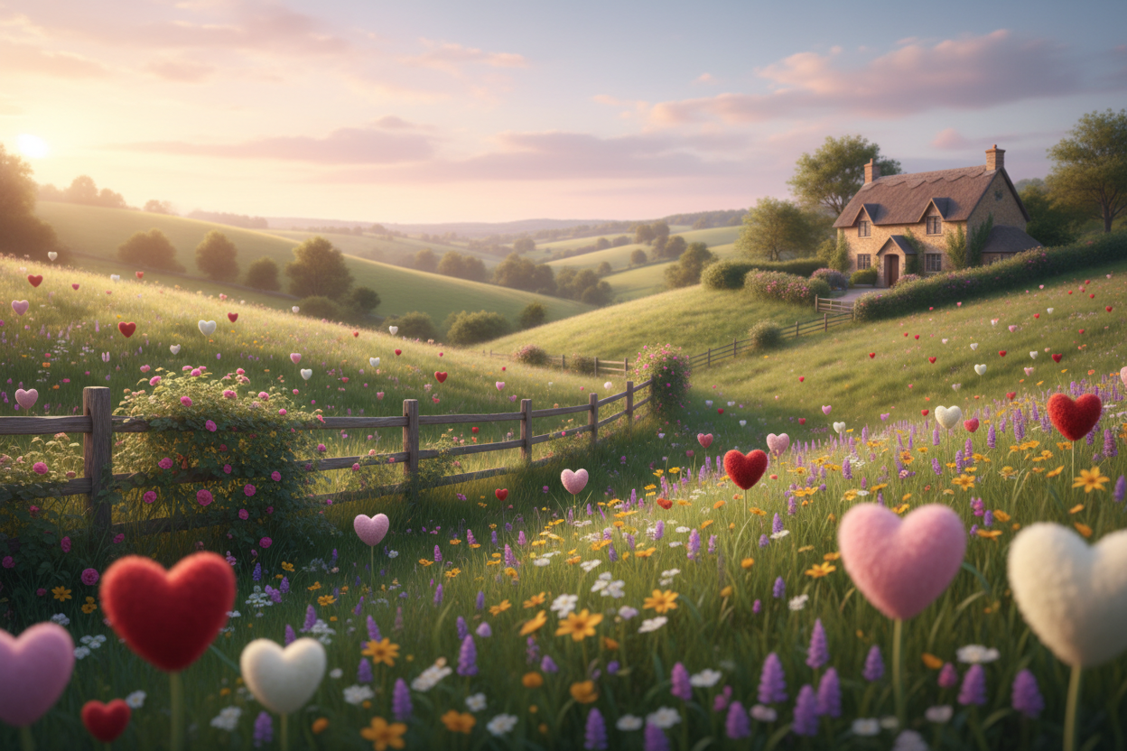 can you create me a countryside themed valentines background